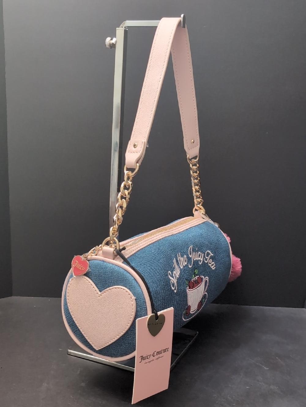 Juicy Couture 'Spill the Juicy Tea' Denim Barrel Bag in Light Pink. - Picture 2 of 12